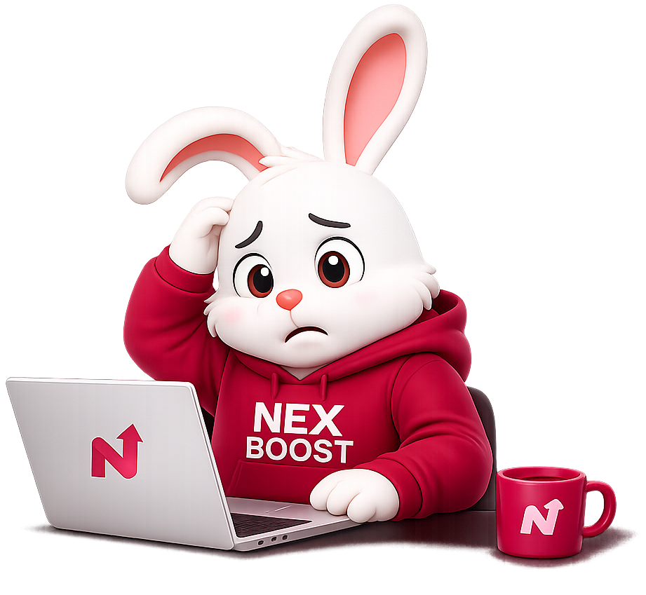 Worried Bunny working on Laptop